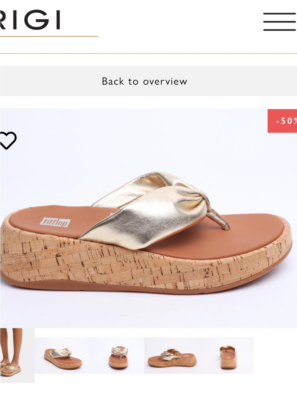 FitFlop f mode Metallic Gold Cork Wedge Thong Sandals